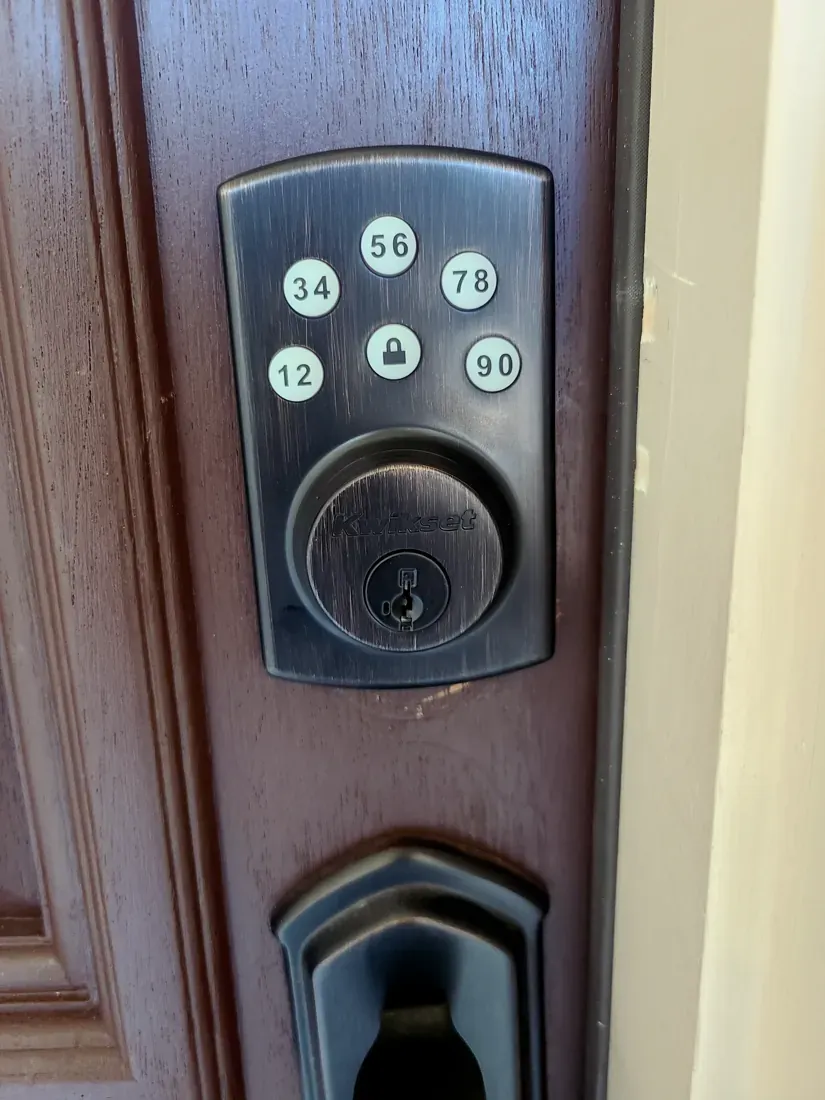 Keypad deadbolt on a front door