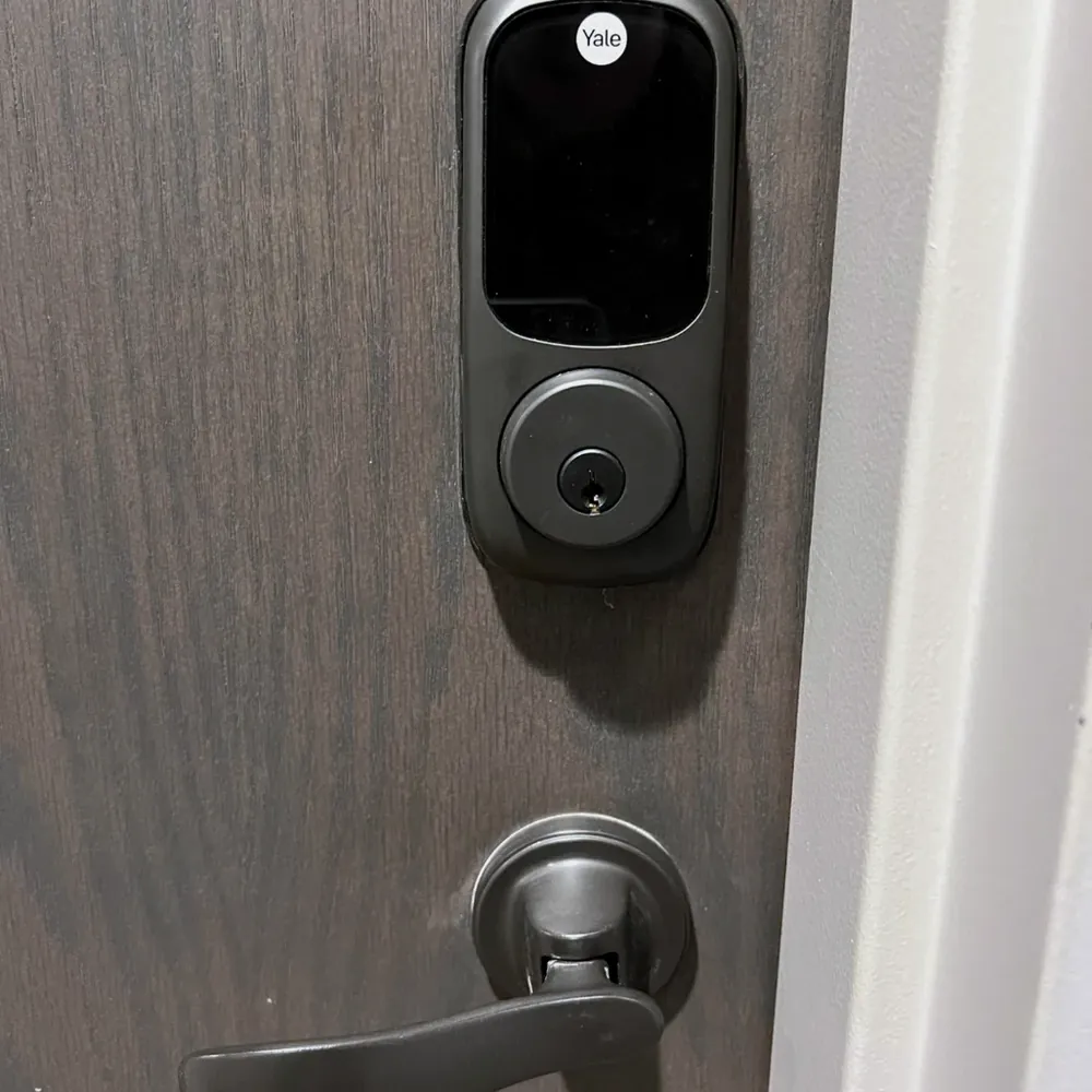 Yale keypad deadbolt and lever installed by Alex on a front door